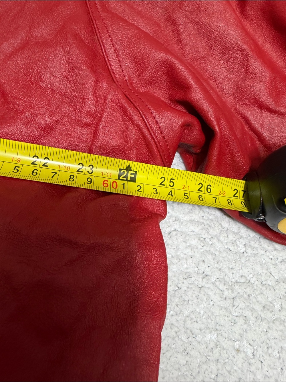 Vintage VENEZIA GENUINE Leather COLLARED Red Coat Fully Lined Insulated A8 - Picture 10 of 13